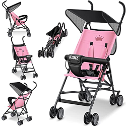 KIDIZ® Passeggino per bambini, pieghevole, pieghevole, 360°, ruote da 4", con parasole, pieghevole, cintura di sicurezza a 5 punti, a partire dai 6 me en oferta