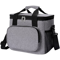 FMOPQ Insulated Cooler Picnic Basket Crossbody Thickened Insulated Lunch Bag Portable Folding Lunch Bag with 2 Side Mesh Pockets for Camping Hiking BB en oferta
