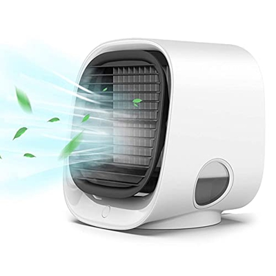 JUJNE Condizionatore d'Aria Portatile Ventola USB, Raffreddatore d'Aria Personale, Raffreddatore d'Aria Evaporativo Mini, per Casa, Ufficio, Bianca