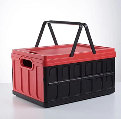 Scatola di immagazzinaggio pieghevole,cestino da picnic con coperchio e maniglia,scatole pieghevoli in plastica per la casa,bagagliaio dell'auto,campe
