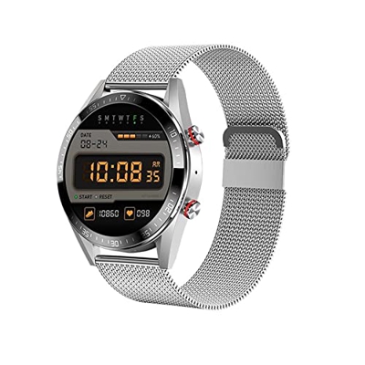 Orologi Sportivi Smart Watch Uomo Visualizza Sempre l'ora Chiamata Bluetooth Musica Locale Smartwatch Sport e Tempo Libero (Color : Mesh Belt Silver)