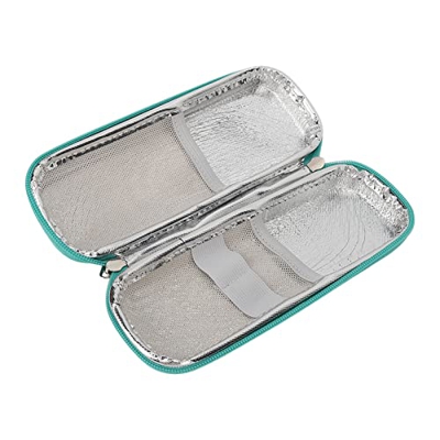 Borsa termica per insulina, borsa termica per insulina portatile isolata alla moda verde marmo EVA professionale sicura per forniture per diabetici
