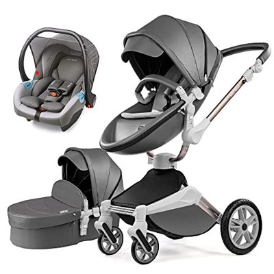 Passeggino Hot Mom 3in1 Passeggino girevole a 360 gradi con telaio argento NEW