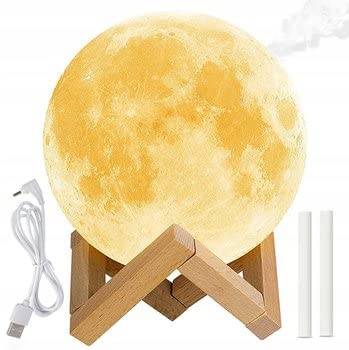 Umidificatore con Funzionamento Luce Notturna a Forma di Luna, Umidificatore a Ultrasuoni Diffusore Di Oli Essenziali | Luna a 3 Colori, 2 Modalità Ne