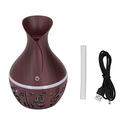 CUTULAMO Diffusore di aromaterapia, spegnimento Automatico di Alimentazione USB Diffusore di Olio Essenziale Grana del Legno 5V 1A ABS Durevole LED No