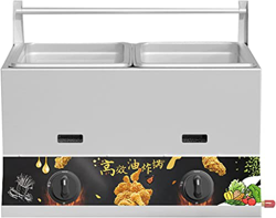 CRADZZA Friggitrice A Gas GPL in Acciaio Inossidabile, Friggitrice A Gas Commerciale A Doppio Cestello da 23 Litri, Potenza di Fuoco Regolabile, Accia en oferta