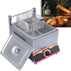 CRADZZA Friggitrice A Gas di Grande capacità, Friggitrice A GPL in Acciaio Inossidabile per Uso Domestico E Commerciale, Potenza di Fuoco Regolabile,  precio