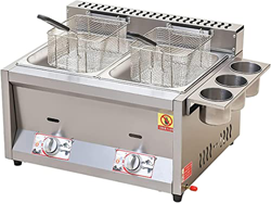 CRADZZA Friggitrice A Gas, Friggitrice A Gas da Banco Commerciale con Cestello E Coperchio A Prova di Spruzzi, Potenza di Fuoco Regolabile, per Cucina en oferta
