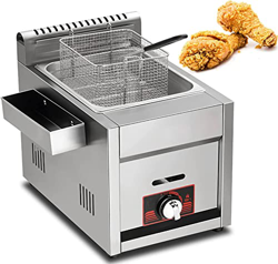 CRADZZA Friggitrice A Gas in Acciaio Inossidabile, Friggitrice Commerciale A Macchina per Patatine Fritte LGP, con Cestelli E Coperchi, Potenza di Fuo en oferta