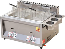 CRADZZA Friggitrice A Gas, Friggitrice A Gas da Banco Commerciale con Cestello E Coperchio A Prova di Spruzzi, Potenza di Fuoco Regolabile, per Cucina en oferta