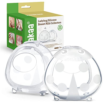 haakaa Coccinella Collettore di latte indossabile conchiglie seno in silicone per latte materno Saver allattamento al seno essenziale, 2 oz/75 ml, 2 p