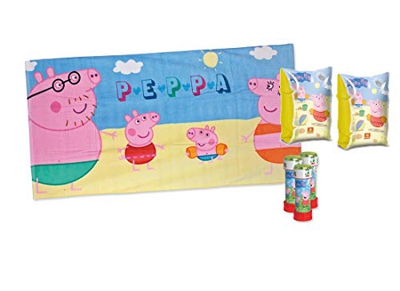 kl Accessori Mare Piscina Set n 18 Telo + Braccioli + Bolle di Sapone (Peppa Pig)