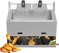 CRADZZA Friggitrice A Gas per Ristorante con Cucina Domestica, Grande capacità 11L/23L, con Cestelli E Coperchio Rimovibili, Acciaio Inossidabile 304, características