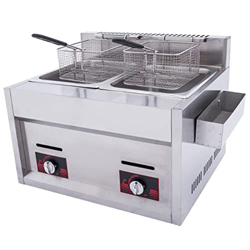 Friggitrice a Gas, Friggitrice Professionale in Acciaio Inossidabile, Friggitrice da Cucina per Patatine Fritte Ristoranti Supermercati Supporti per F en oferta