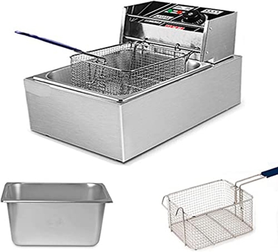 CRADZZA Friggitrice Superior 2500W, Friggitrice Elettrica Professionale 5.5L, Acciaio Inox Friggitrice Multifunzione, con Finestra di Visualizzazione,