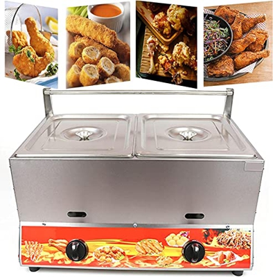 CRADZZA Friggitrice A Gas Commerciale, Friggitrice A Gas GPL A Doppio Cilindro da 22 Litri, Controllo della Temperatura Indipendente, Potenza di Fuoco