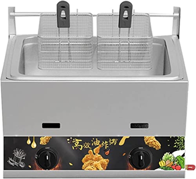 CRADZZA Friggitrice A Gas GPL in Acciaio Inossidabile per Patatine Fritte Ciambelle di Pesce, Friggitrice Commerciale A GPL di Grande capacità da 10 L