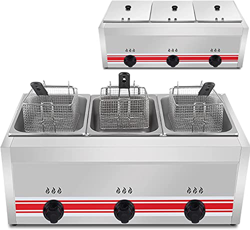 CRADZZA Friggitrice A Gas di Grande capacità con Cestelli E Coperchio Rimovibili, 20L/30L, Controllo della Temperatura Indipendente, Potenza di Fuoco  precio