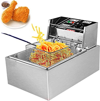 CRADZZA Friggitrice Immersione 5.5L, Acciaio Inossidabile con Finestra di visualizzazione, regolatore di Temperatura e Timer, Controsoffitto Friggitri