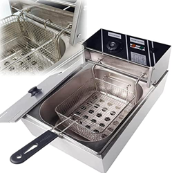 CRADZZA Friggitrice Elettrica Compatta 5.5L, Friggitrice Family 2500W, Controsoffitto Friggitrice Francese in Acciaio Inossidabile, con Controllo Temp precio