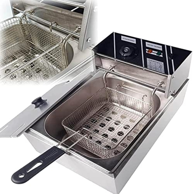 CRADZZA Friggitrice Elettrica Compatta 5.5L, Friggitrice Family 2500W, Controsoffitto Friggitrice Francese in Acciaio Inossidabile, con Controllo Temp