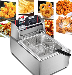 Friggitrice Con Cestello, Controllo Temperatura E Coperchio Removibile, Fino A 200°C, Friggitrice Elettrica Professionale In Acciaio Inossidabile, Per precio