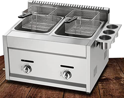 CRADZZA Friggitrice A Gas Compatta A Doppio Serbatoio, Friggitrice LGP di Grande capacità da 22 Litri, Controllo della Temperatura Indipendente, Poten en oferta