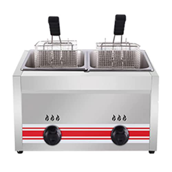 Friggitrice a Gas Commerciale, Friggitrice a Gas da Tavolo in Acciaio Inossidabile con Cestello Fritto Attrezzatura da Cucina per Patatine Fritte Poll en oferta