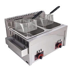 Friggitrice A Gas, Friggitrice A Doppia Vasca in Acciaio Inossidabile, Cucina Industriale Commerciale Ristorazione Ristorante, Friggitrice a Gas 2 Ces precio