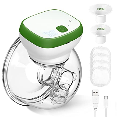 Tiralatte, Tiralatte Elettrico Indossabile a Mani Libere Display LED Ricaricabile Portatile Allattamento Al Seno Tiralatte 3 Modalità con Flange 28mm 