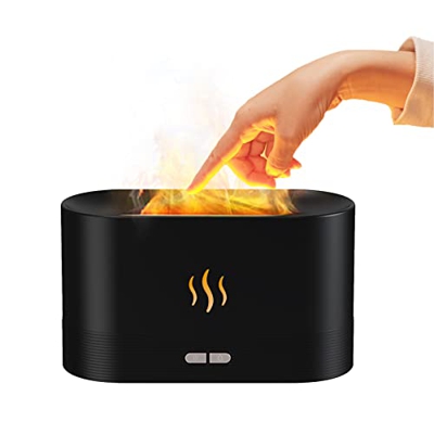 Ailgely Diffusore ambiente effetto fuoco, diffusore umidificatore di oli essenziali umidificatore per aromaterapia con Flame Light 7 colori Silenzioso