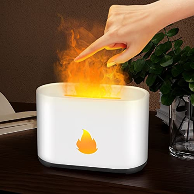 Diffusore di Aromi con Effetto Fiamma Achort Umidificatore a Fiamma Diffusore da 200 ml per Oli Essenziali Umidificatore con 2 Luminosità Spegnimento 