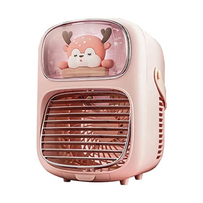 Funtasica Ventola del condizionatore d'Aria, Luce Notturna per Animali Domestici Ventilatore Mister di Raffreddamento Personale Ricaricabile, Rosa