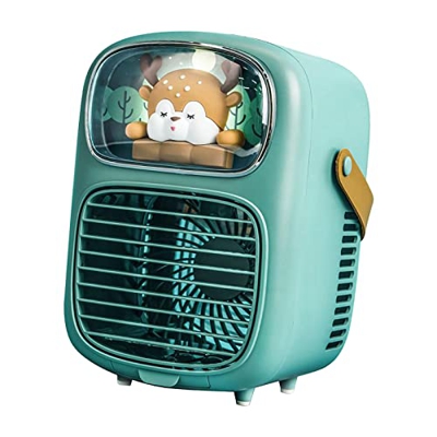 Funtasica Ventola del condizionatore d'Aria, Luce Notturna per Animali Domestici Ventilatore Mister di Raffreddamento Personale Ricaricabile, Verde