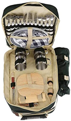 Picnic Backpack for 4 People Picnic Cutlery Set Portable Picnic Bag for Family Outdoors Hiking Camping Barbecuing Green (Green) en oferta