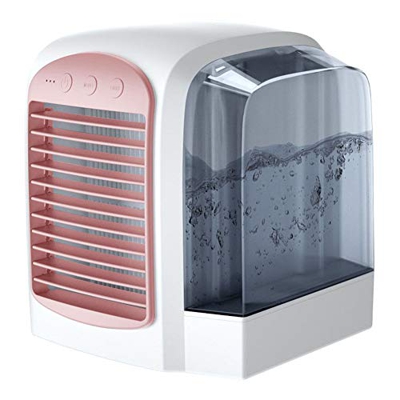 Mini Portable Air Conditioner Humidifier Purifier USB Desktop Air Cooler Fan with Water Tanks Home Gray (Pink)