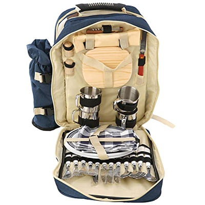 Outdoor 4 Persons Picnic Backapck Rucksack Portable Camping BBQ Lunch Bag with Tableware Set Picnic Bags