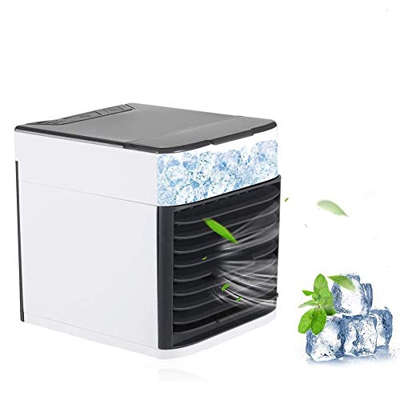 Air Cooler Portable Mobile Air Conditioner 3 in 1 Evaporative Coolers Humidifier Purifier with USB 3 Speeds Desktop Cooling Fan for Office Home Dorm T