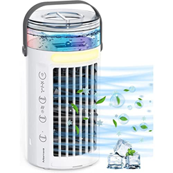 Xirlzhed Mini Cooler, 7 Luci A LED A Colori Condizionatore Evaporativo, USA Solo Acqua Pulita Cubo Aria Fredda, per La Camera da Letto Dell'Ufficio da características