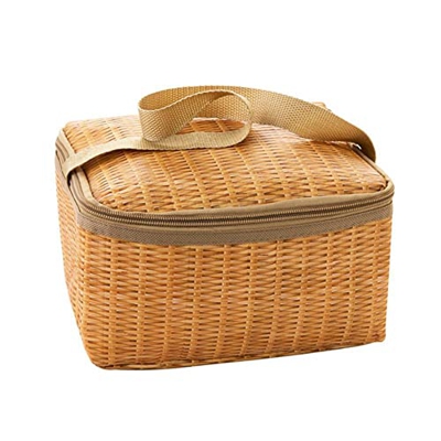 Portatile di vimini Rattan Outdoor Picnic Bag Impermeabile Stoviglie Isolato Termico Cooler Cibo Contenitore Cestino per Campeggio P I0B2