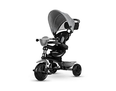 Mondial Toys Triciclo QPlay COSY 4in1 CON MANIGLIONE DIREZIONABILE BORSA E CAPPOTTINA PARASOLE (Grigio)