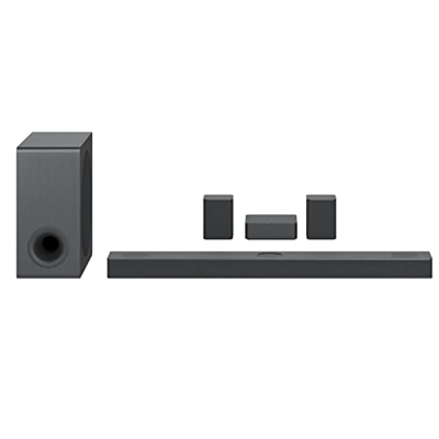 LG S80QR Soundbar TV 620W, 5.1.3 Canali con Subwoofer Wireless, 3 canali up-firing, Casse posteriori incluse, Meridian, Dolby Atmos, DTS:X, IMAX Enhan