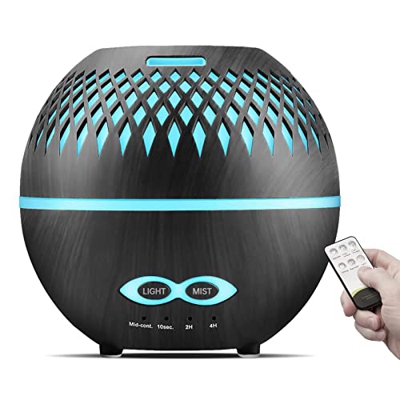 ZOESURE Diffusore di Oli Essenziali, Diffusore di Aromaterapia con Telecomando, 7 Colori Luci, 2 Modalità Nebbia, Spegnimento Automatico Senza Acqua, 