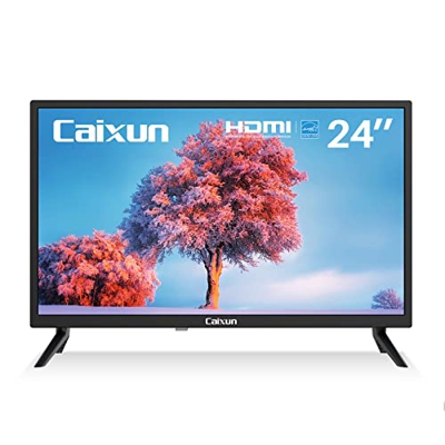 Caixun TV 24 Pollici, HD Televisore con 3 HDMI e 2 USB, DVB-T/T2/C/S/S2, TV e Monitor a Doppio Uso, Ideale per Piccoli Spazi, Facile da Usare (EC24T1H