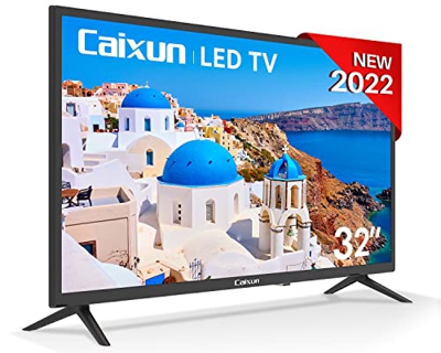 Caixun TV 32 Pollici, HD Televisore con 3 HDMI e 2 USB, DVB-T/T2/C/S/S2, TV e Monitor a Doppio Uso, Ideale per Piccoli Spazi, Facile da Usare (EC32T1H