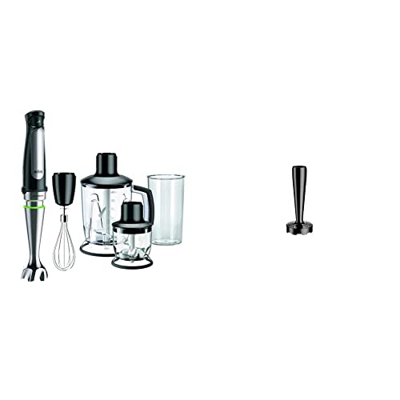 Braun MQ7045X MultiQuick 7 Minipimer Mixer ad Immersione con 4 accessori, 1.000 watt, Plastica, Nero & Accessorio Schiacciapatate - Accessorio per Fru