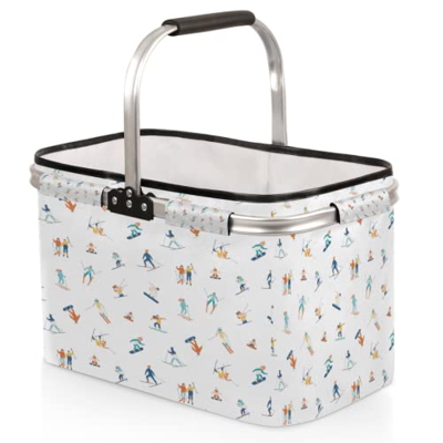 Cestino pieghevole per lo sport in tandem da sci, portatile, pieghevole, riutilizzabile, per picnic, campeggio, shopping, viaggi