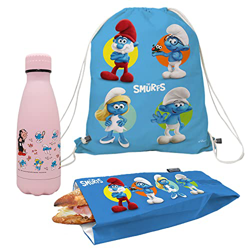 NERTHUS FIH 1078 Set Zaino + Borsa Spuntino + Bottiglia Doppia Parete 500 ml Puffi precio