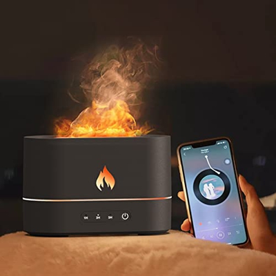 Syuanmuer E- flame Air Diffuser, 250ml Water Tank Essential Oil Diffuser Air Humidifier, Portable Flame Scent Humidifier for Living Room, Bedroom, Off