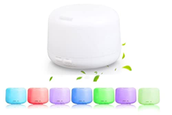 Diffusore di oli essenziali per aromaterapia, a ultrasuoni, 500 ml, base bianca, include timer e luce notturna di 7 colori aromi Umidificatore D'aria  precio